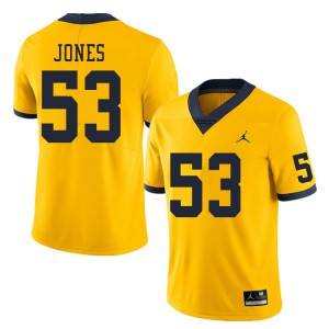 Michigan Wolverines #53 Trente Jones Men's Yellow College Football Jersey 306540-675