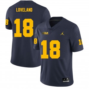 Michigan Wolverines #18 Colston Loveland Men Navy College Football Jersey 206751-304