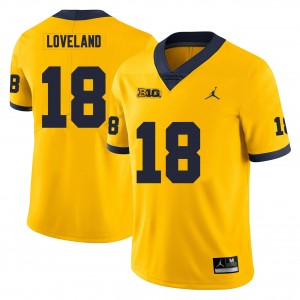 Michigan Wolverines #18 Colston Loveland Men Yellow College Football Jersey 358955-595