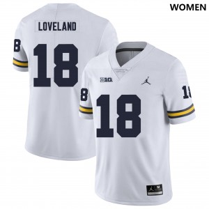 Michigan Wolverines #18 Colston Loveland Women White College Football Jersey 564474-290