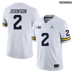 Michigan Wolverines #2 Will Johnson Women White College Football Jersey 644100-381