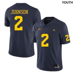 Michigan Wolverines #2 Will Johnson Youth Navy College Football Jersey 382792-642